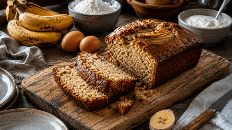 Wilgotne ciasto bananowe z dojrzałych bananów