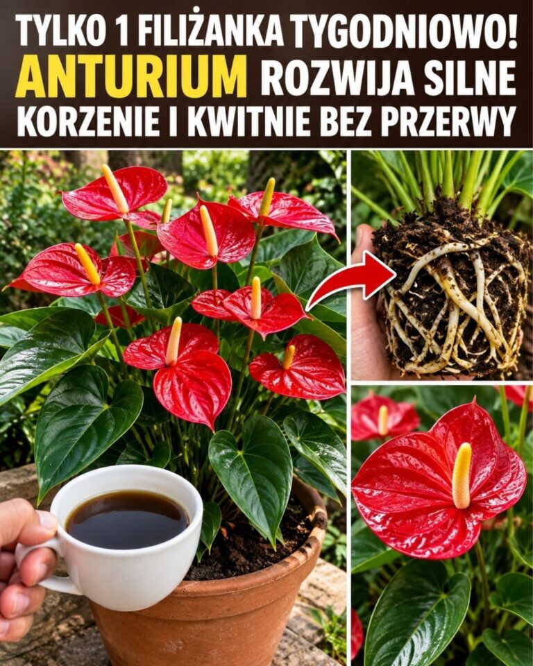 Tylko 1 filiżanka tygodniowo! Anturium rozwija silne korzenie i kwitnie bez przerwy