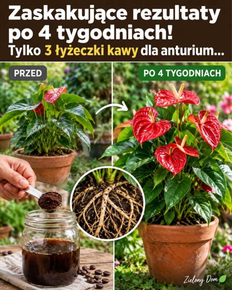 Zaskakujące rezultaty po 4 tygodniach podlewania anturium 3 łyżeczkami kawy
